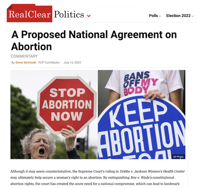 Real Clear Politics Op-Ed on Abortion Rights