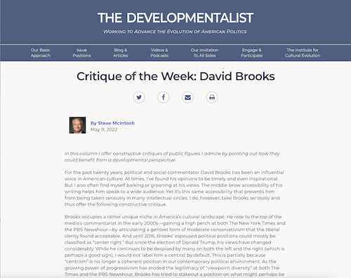 Critique of the Week: David Brooks